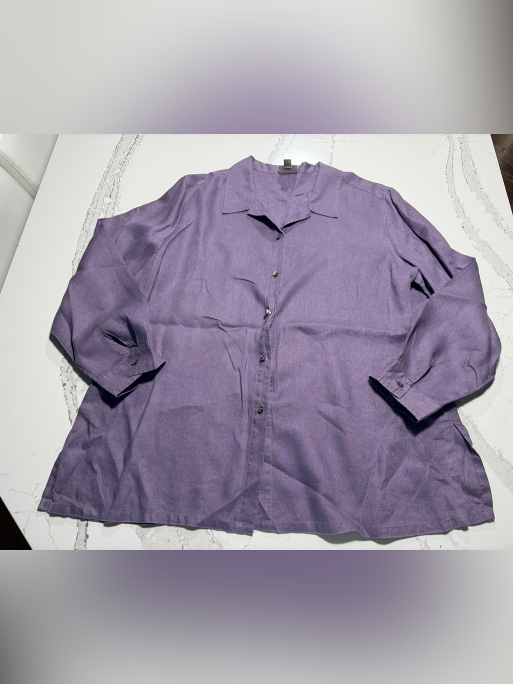 J. Jill 100% linen button up purple blouse Size medium